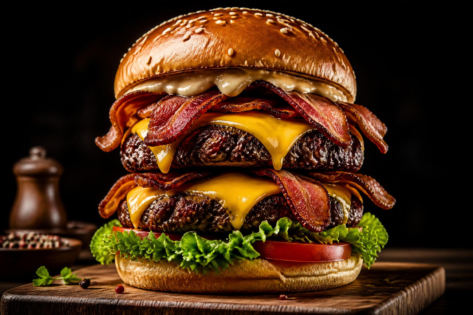 Stor bacon cheeseburger fra Nordgrill